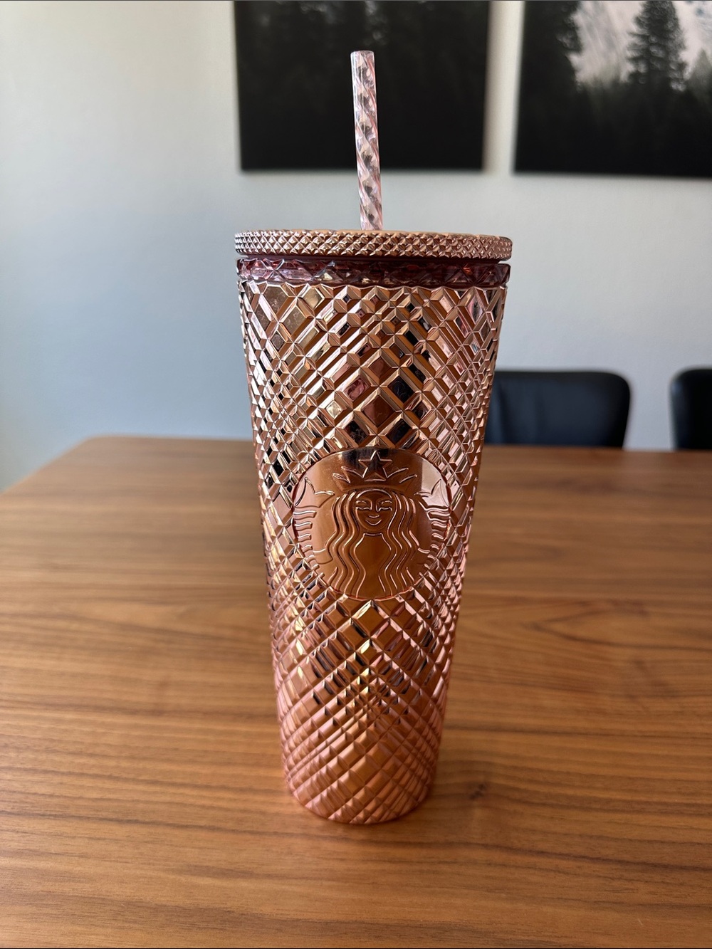 Starbucks Rose Gold Tumbler with Matching Straw, 24 oz
